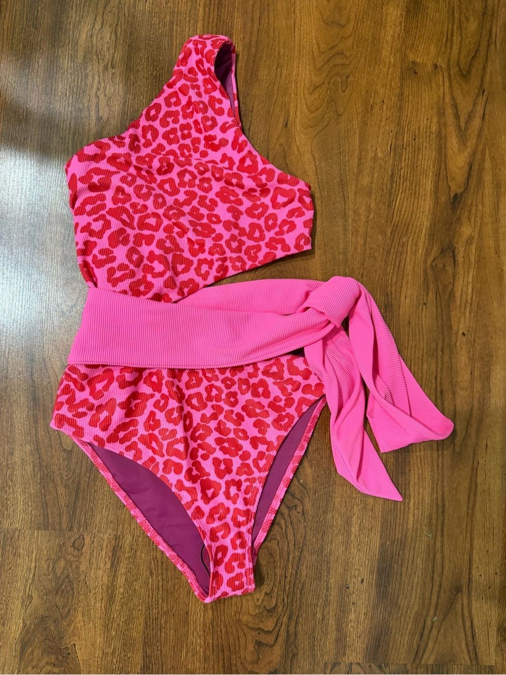 Barbiecore Beach Riot Leopard Rae One Peice Swim Suit from Revolve - Picture 3 of 5